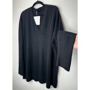 NWT The Row Black Amherst V-Neck Long Sleeve Cashmere Blend Sweater XL